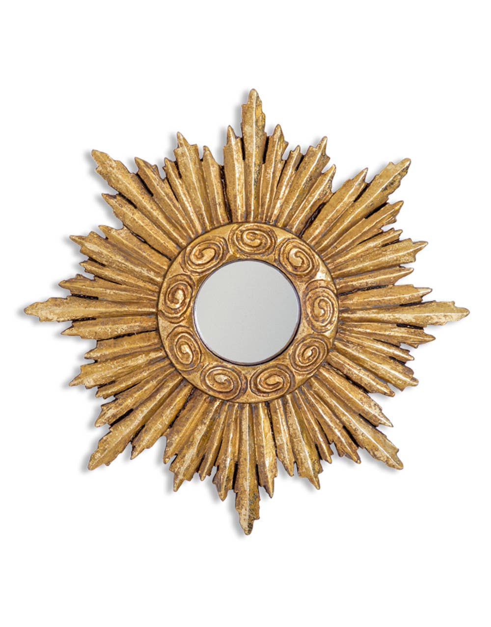 Specchio convesso piccolo con cornice dorata ornata