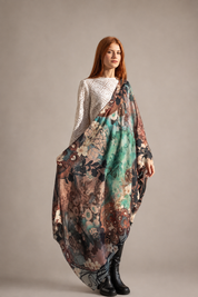 Brokante – Sciarpa in Cashmere e Seta – Camelia Turchese 200x70 cm