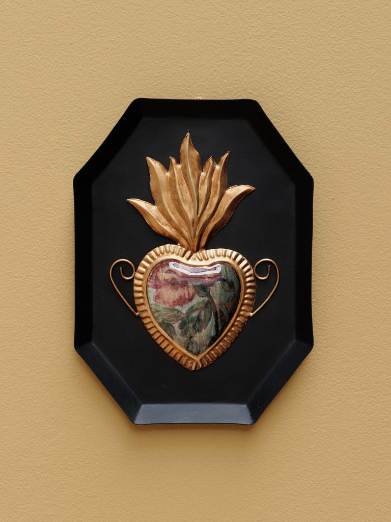 Quadro ottagonale con ex-voto floreale