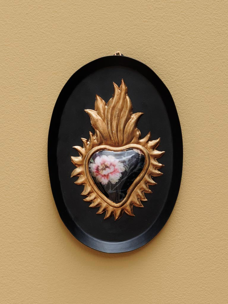 Quadro ovale con ex-voto floreale