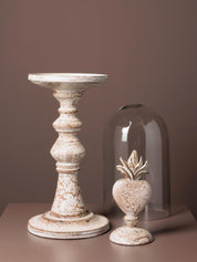 Grande decorazione Ex-voto legno sbiancato sotto campana