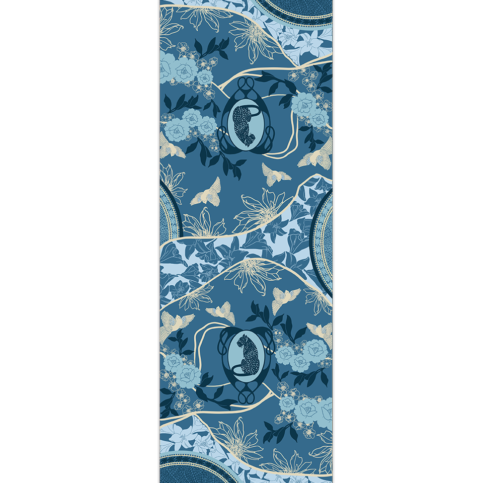 Brokante – Sciarpa in Cashmere, Lana e Seta – Leopardo Azzurro 200x70 cm