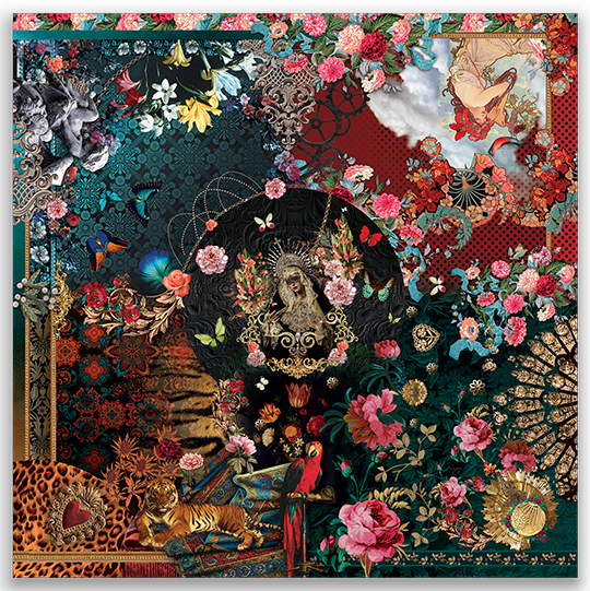 Brokante – Grande Carré in Cachemire – PASSIONE DIVINA 130x130 cm