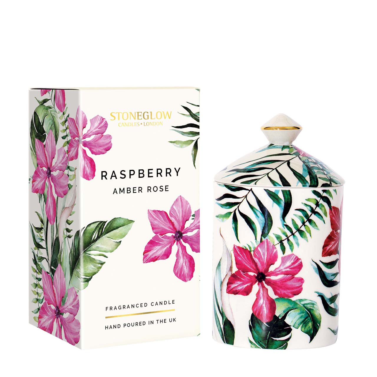 Stoneglow Raspberry Amber Rose | Candela Profumata Urban Botanics 300g