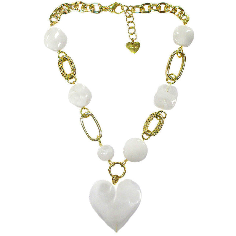 Girocollo Zucchero - Collana Perle Bianche e Cuore Dolman Bijoux