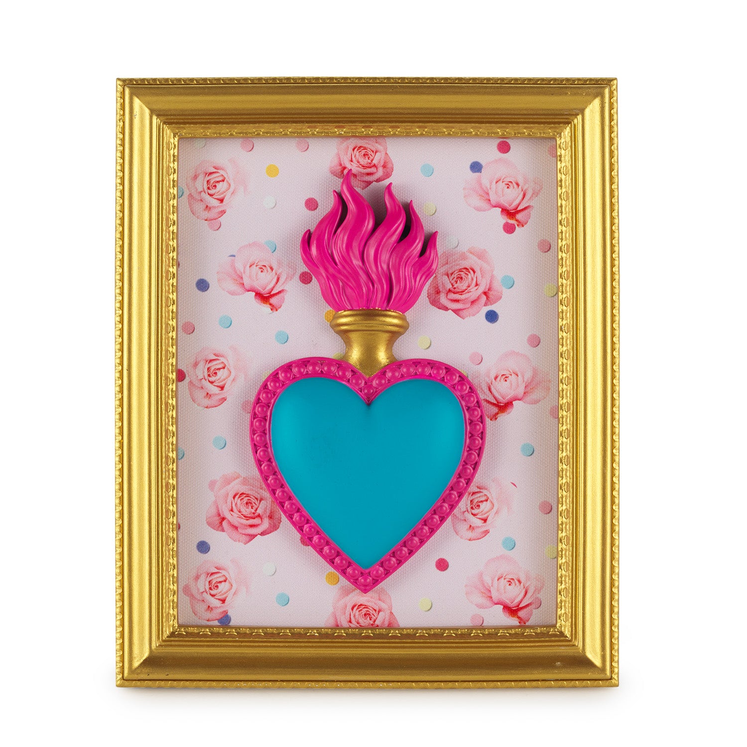 CORNICE RETTANGOLARE CON CUORE E ROSE