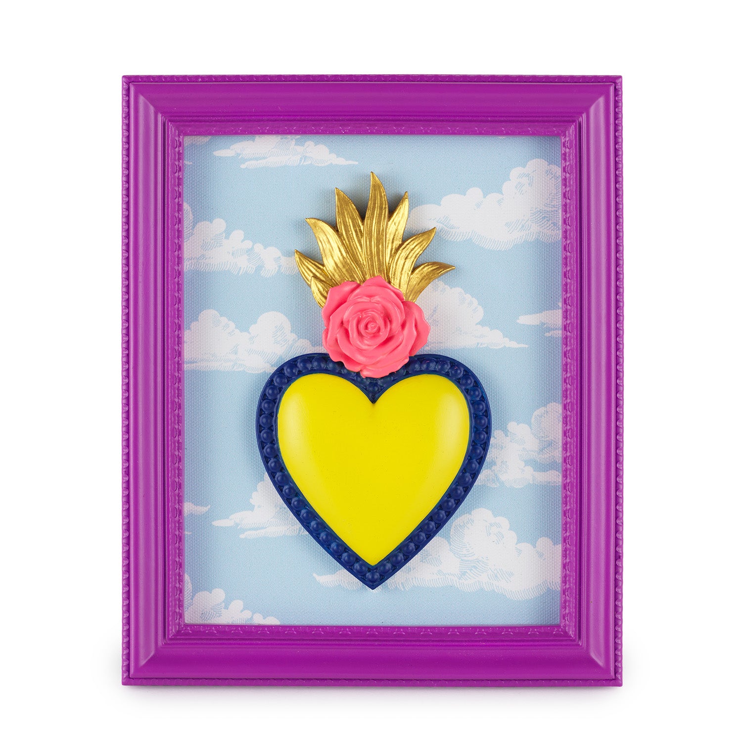 CORNICE RETTANGOLARE CON CUORE E NUVOLE
