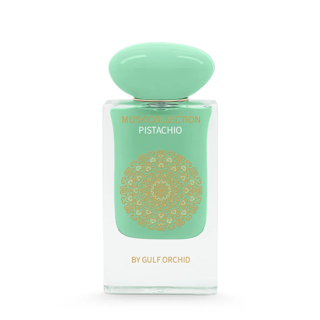 Gulf Orchid Pistachio Delight Eau de Parfum 60 ml profumo gourmand al pistacchio bottiglia elegante verde e oro
