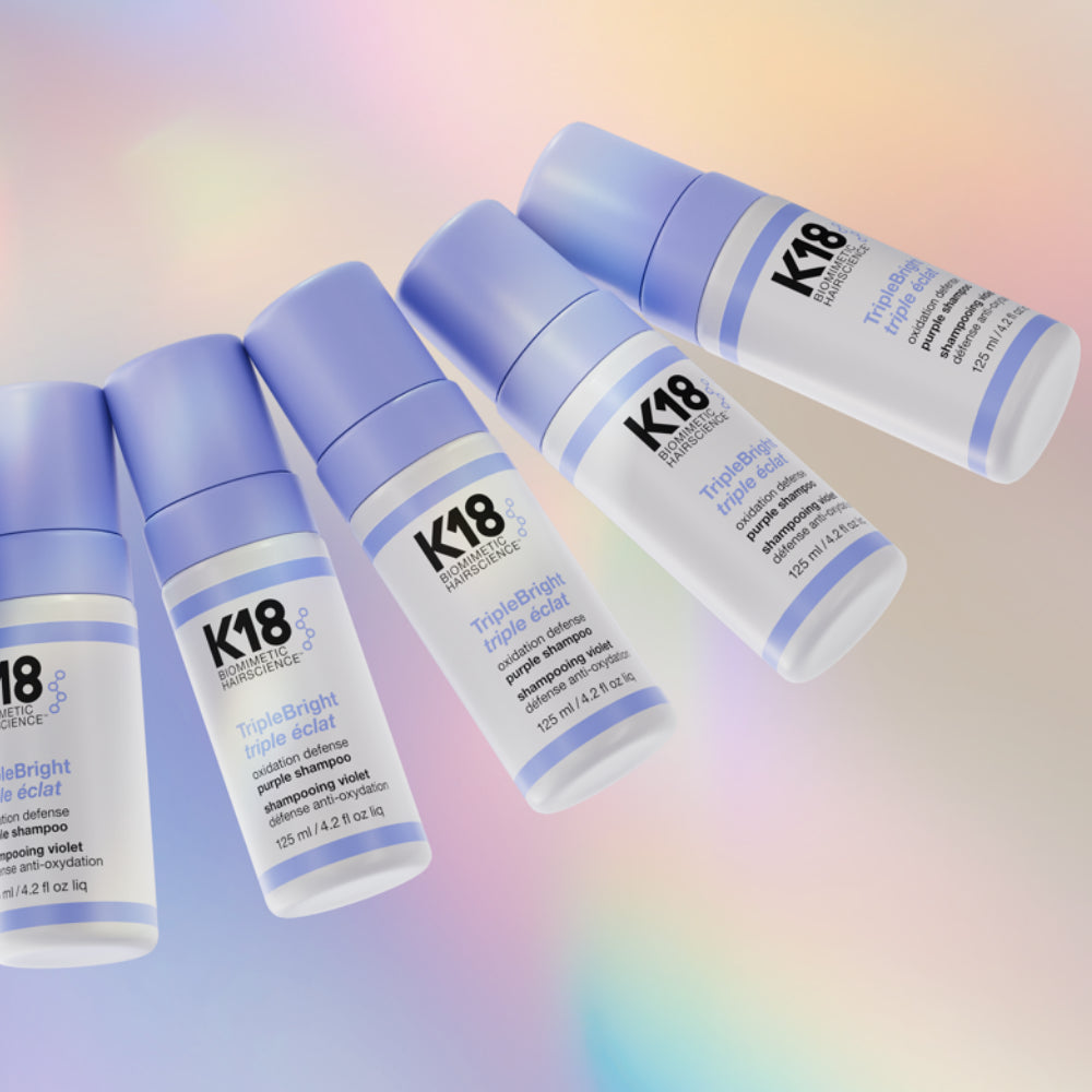 K18 TripleBright Oxidation Defense Purple Shampoo 125 ml shampoo viola professionale antigiallo capelli biondi e decolorati