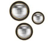 Set di 3 specchi convessi neri e oro