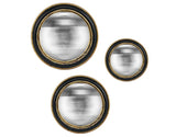 Set di 3 specchi convessi neri e oro