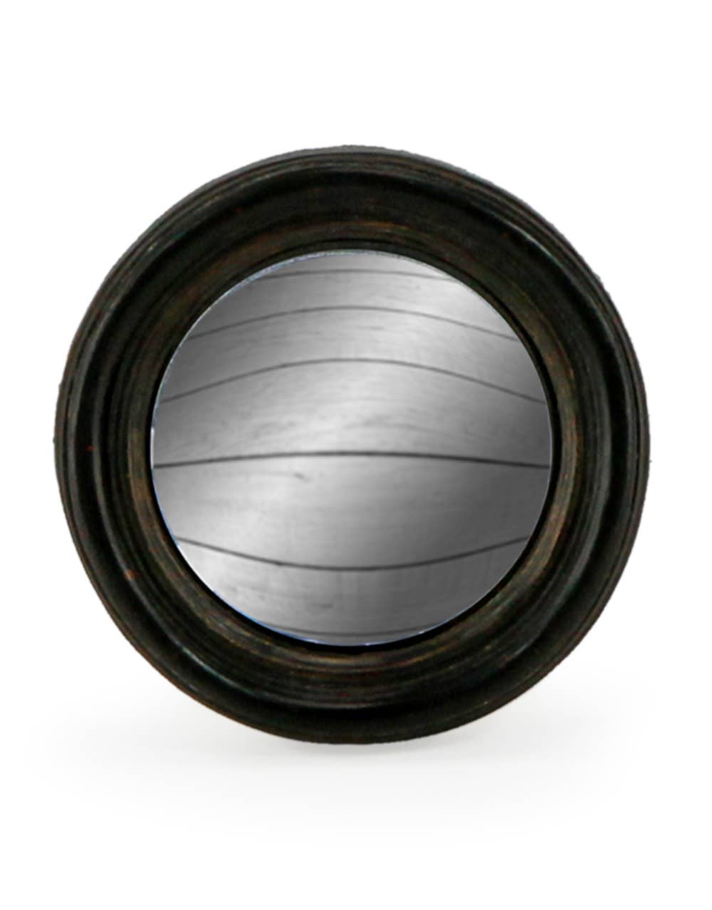Specchio convesso extra piccolo con cornice sottile nera anticata