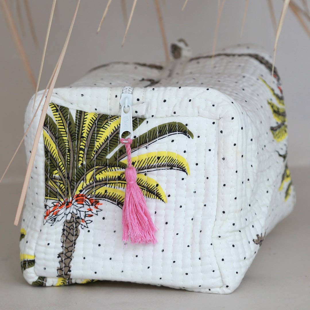 Borsa per il trucco Blockprint Fez palm white M - Infinity Concept Store