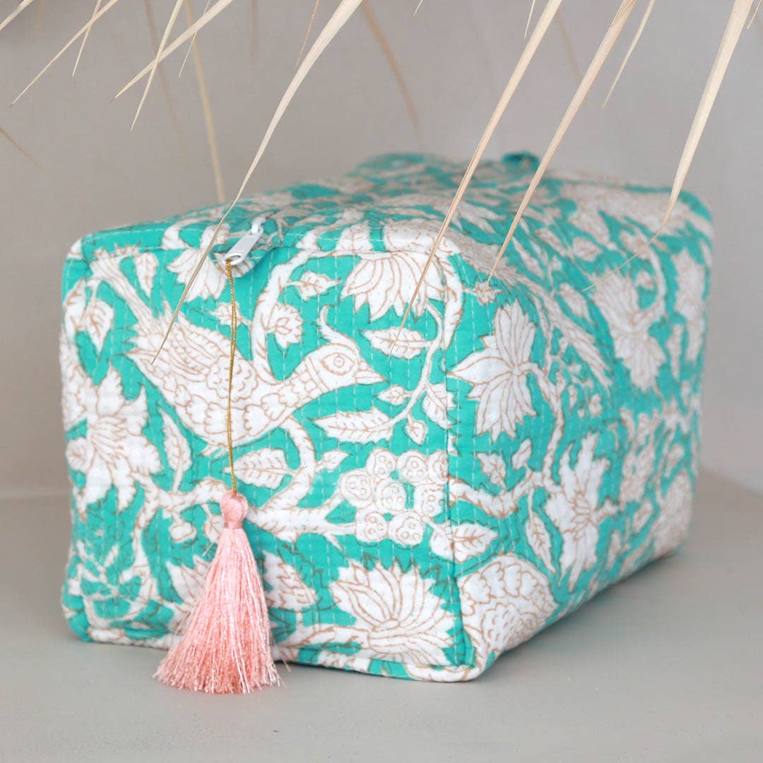 Borsa per il trucco Blockprint Fez turquoise - Infinity Concept Store