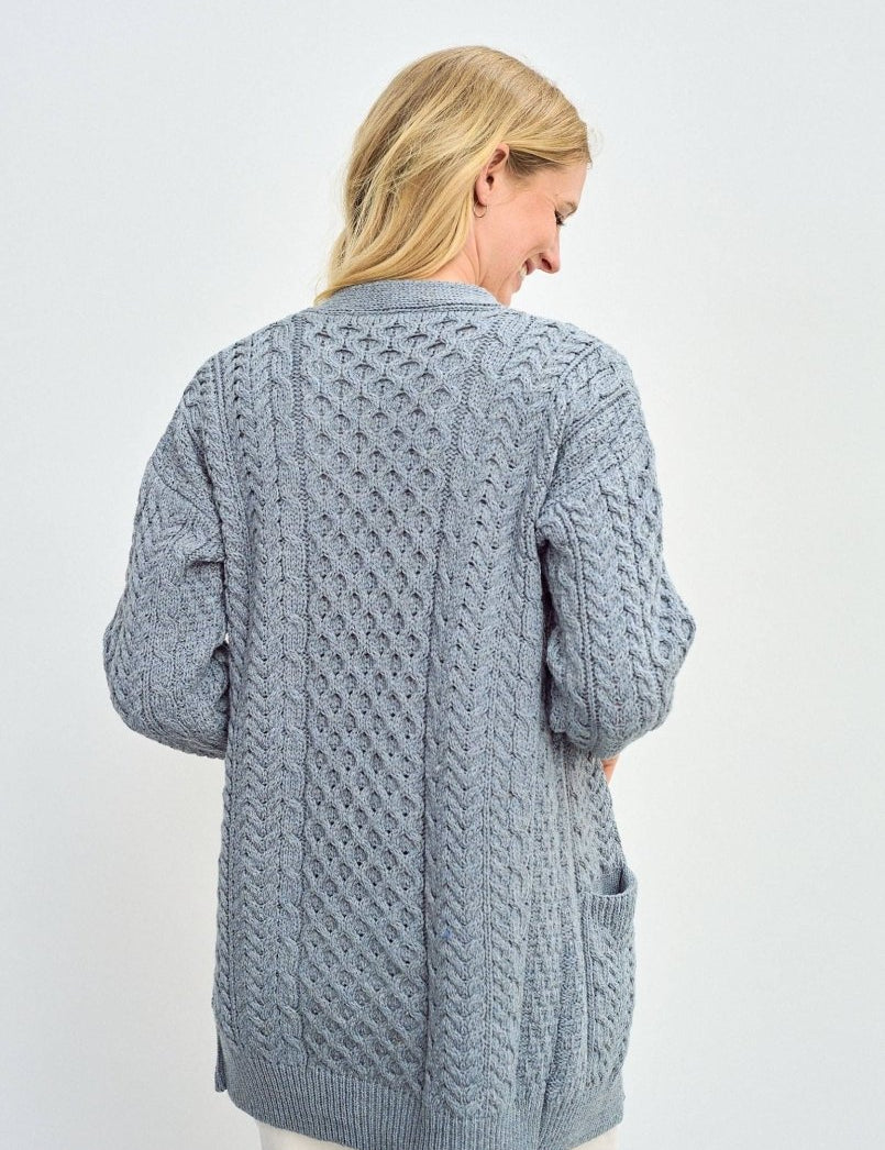 Cardigan Boyfriend Delphi Aran - Blu Grigio - Infinity Concept Store