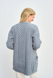 Cardigan Boyfriend Delphi Aran - Blu Grigio - Infinity Concept Store
