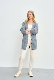 Cardigan Boyfriend Delphi Aran - Blu Grigio - Infinity Concept Store