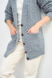 Cardigan Boyfriend Delphi Aran - Blu Grigio - Infinity Concept Store
