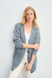 Cardigan Boyfriend Delphi Aran - Blu Grigio - Infinity Concept Store