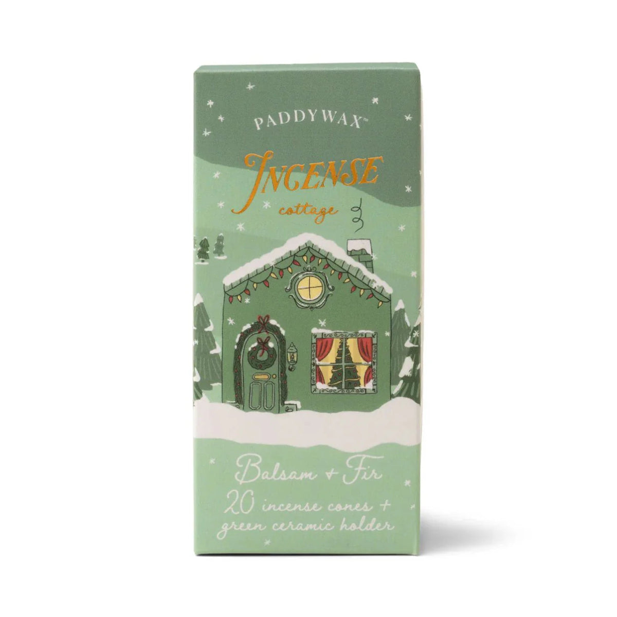 CASETTA PER INCENSO - CERAMIC VILLAGE - GREEN COTTAGE - BALSAM & FIR - Infinity Concept Store