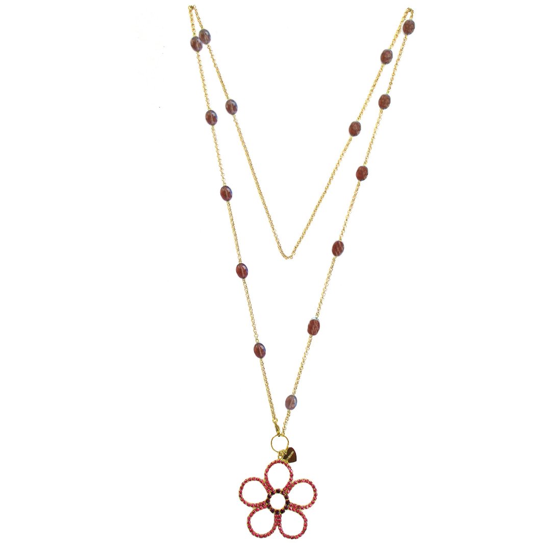 Collana con inserti di cristalli e ciondolo Fiore - Infinity Concept Store