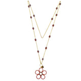 Collana con inserti di cristalli e ciondolo Fiore