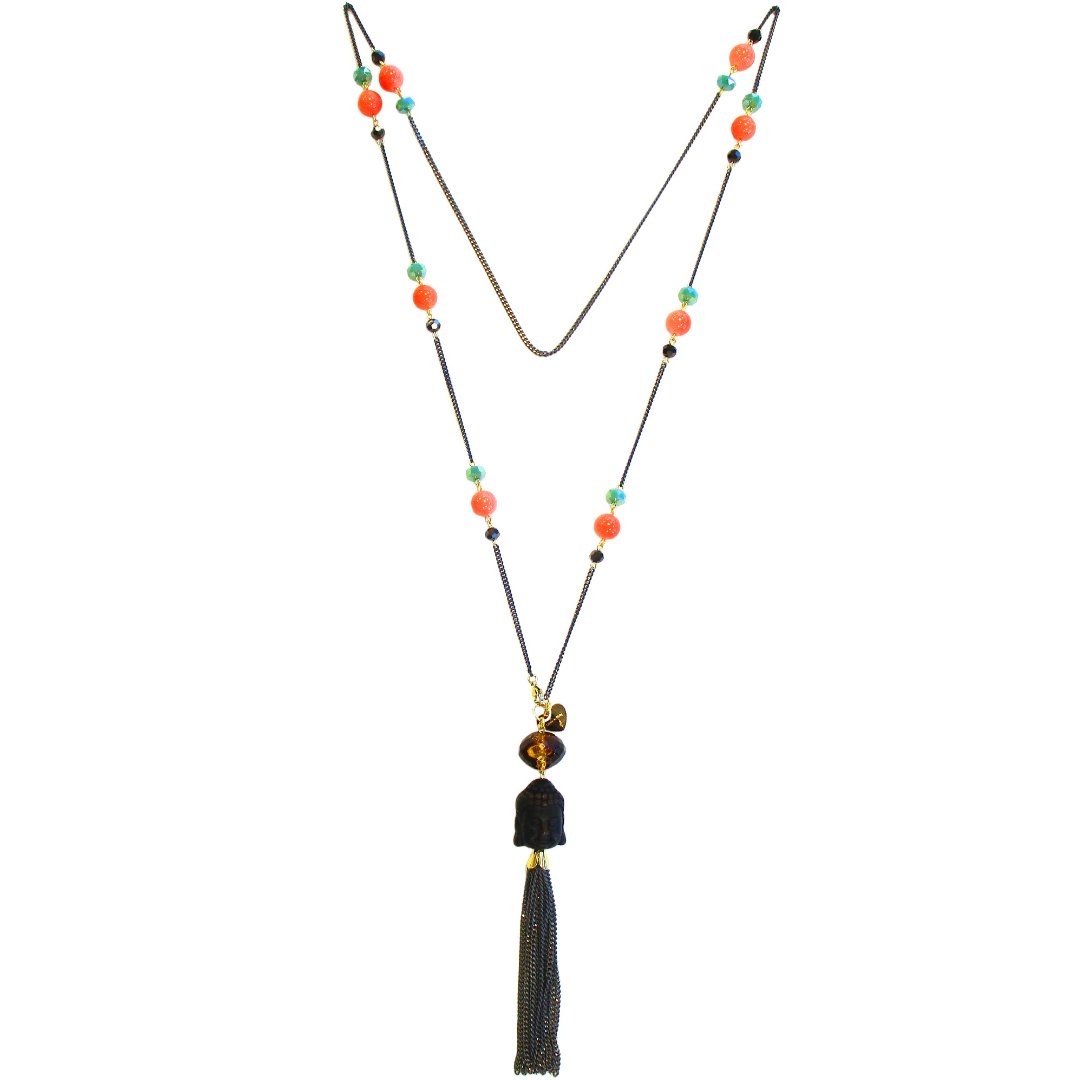 Collana incatenata con ciondolo e frangine Meditazione - Infinity Concept Store