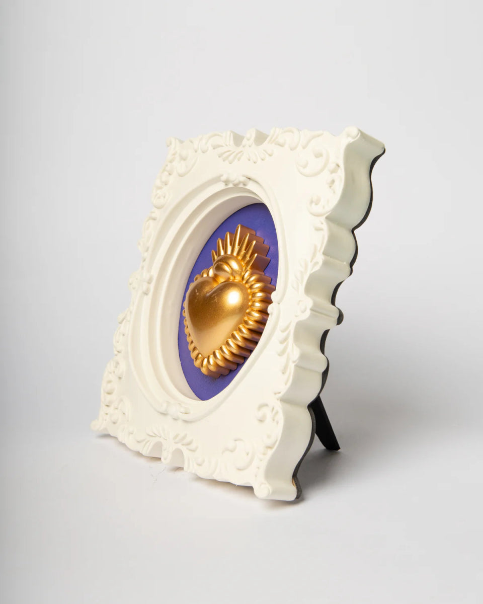 CORNICE BIANCA CON CUORE ORO - Infinity Concept Store
