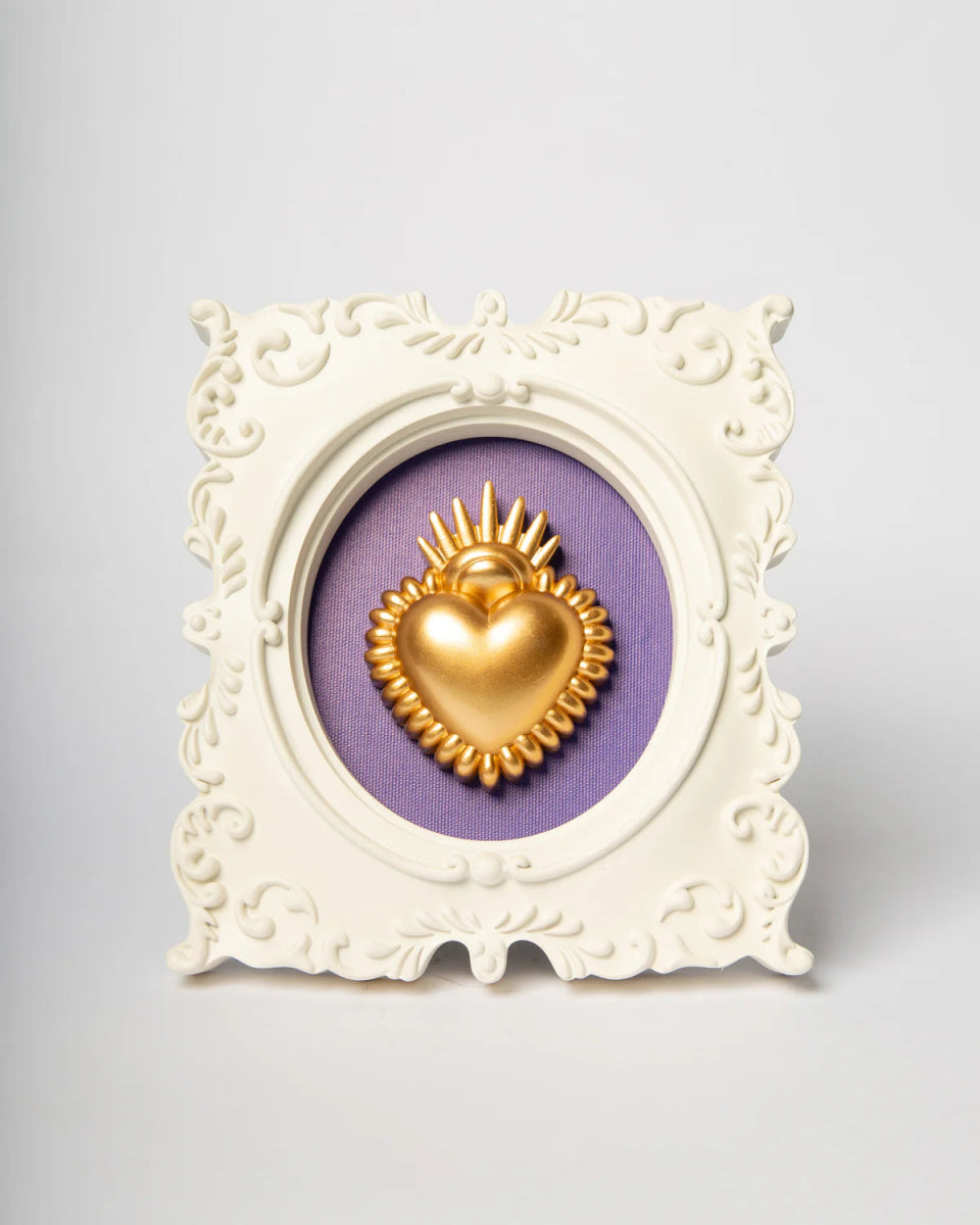 CORNICE BIANCA CON CUORE ORO - Infinity Concept Store