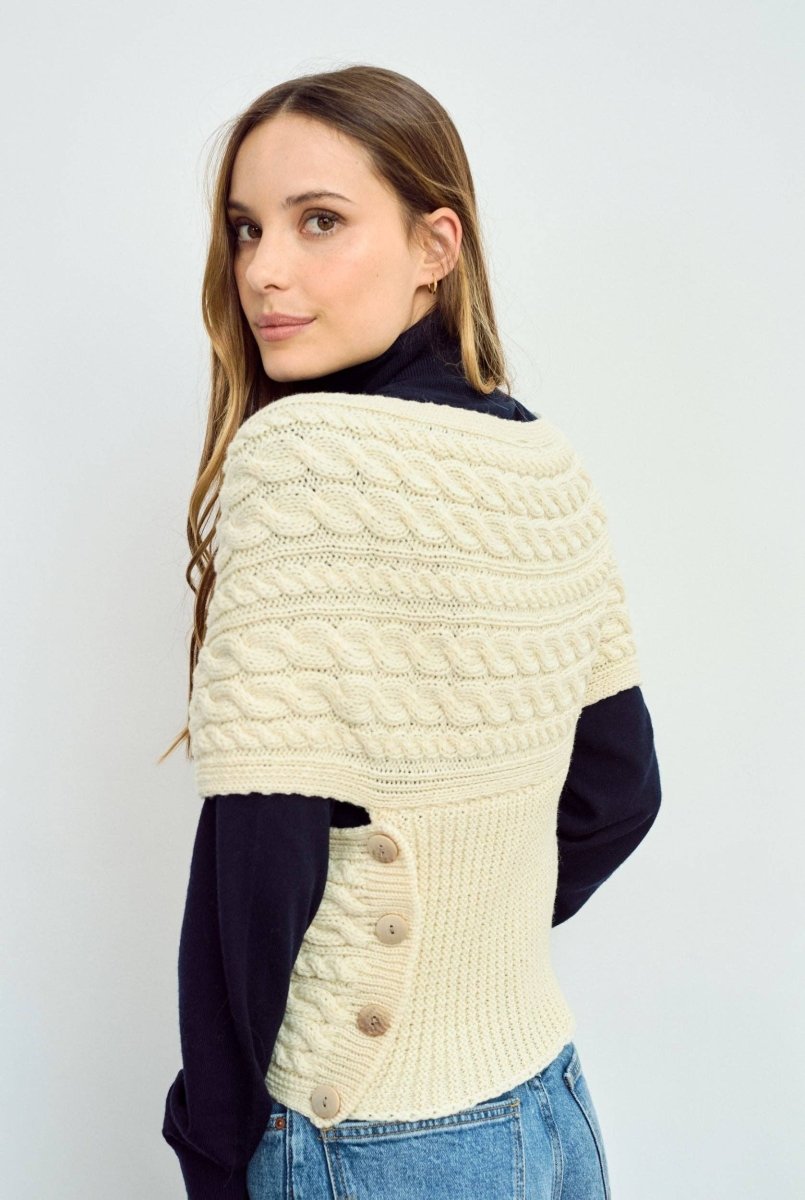 Corrib Crossover Aran Wrap - Crema - Infinity Concept Store