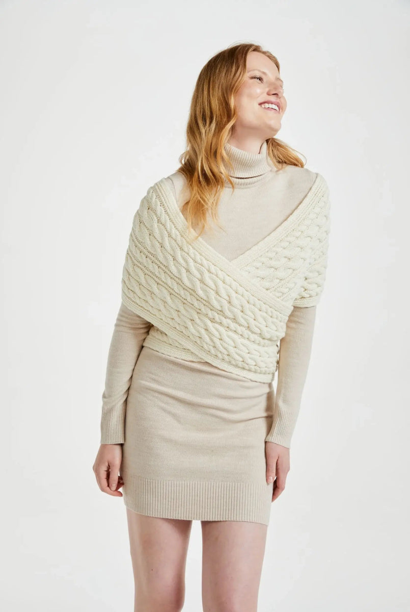 Corrib Crossover Aran Wrap - Crema - Infinity Concept Store