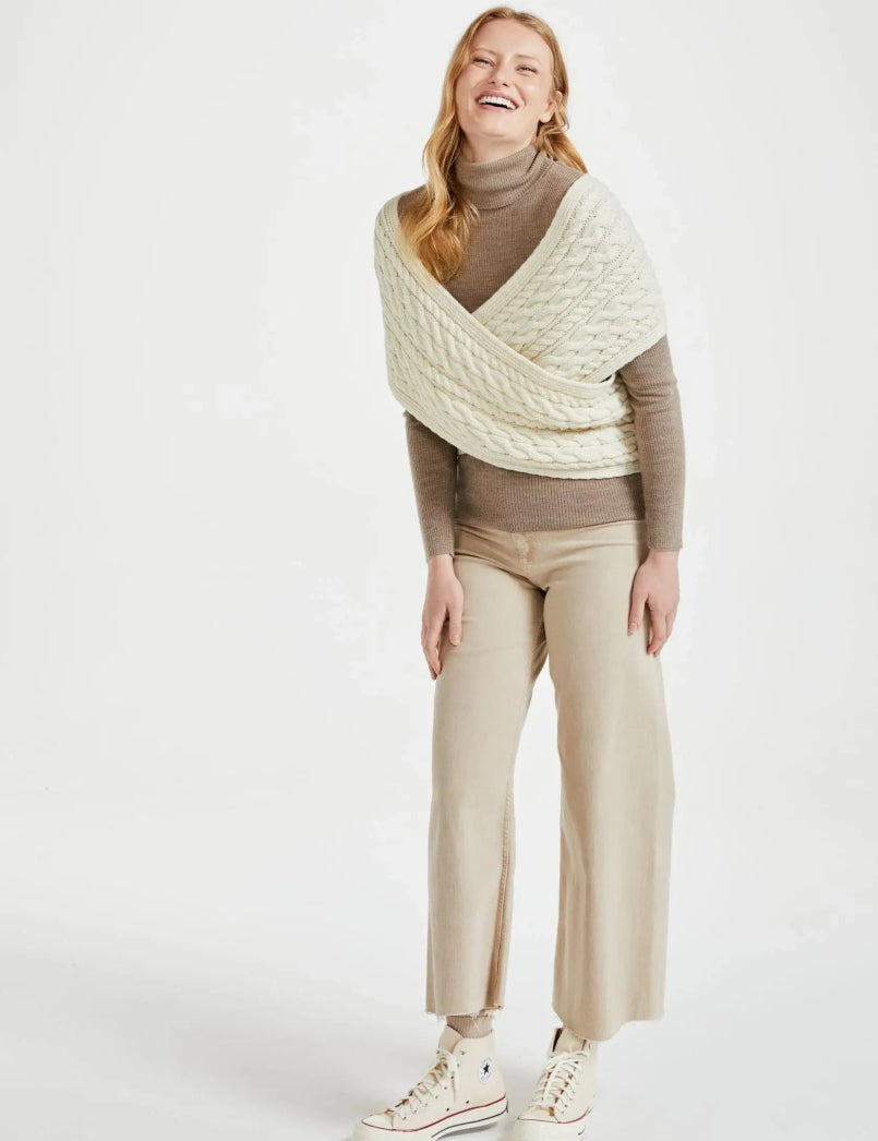 Corrib Crossover Aran Wrap - Crema - Infinity Concept Store
