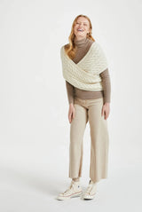Corrib Crossover Aran Wrap - Crema