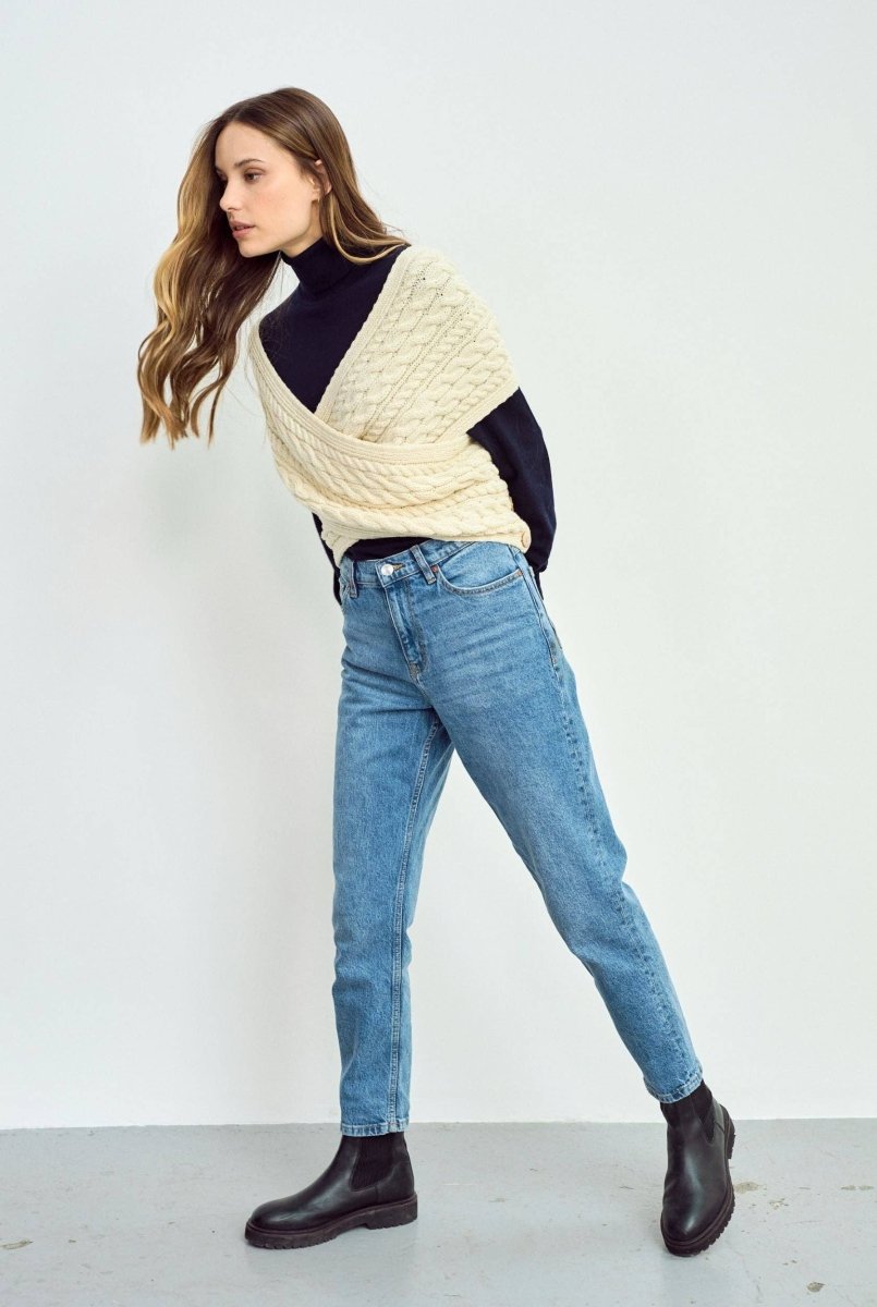 Corrib Crossover Aran Wrap - Crema - Infinity Concept Store