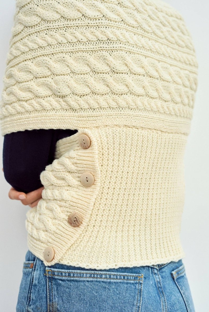 Corrib Crossover Aran Wrap - Crema - Infinity Concept Store