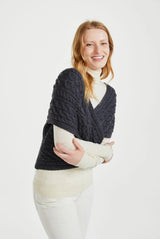 Corrib Crossover Aran Wrap - Grigio