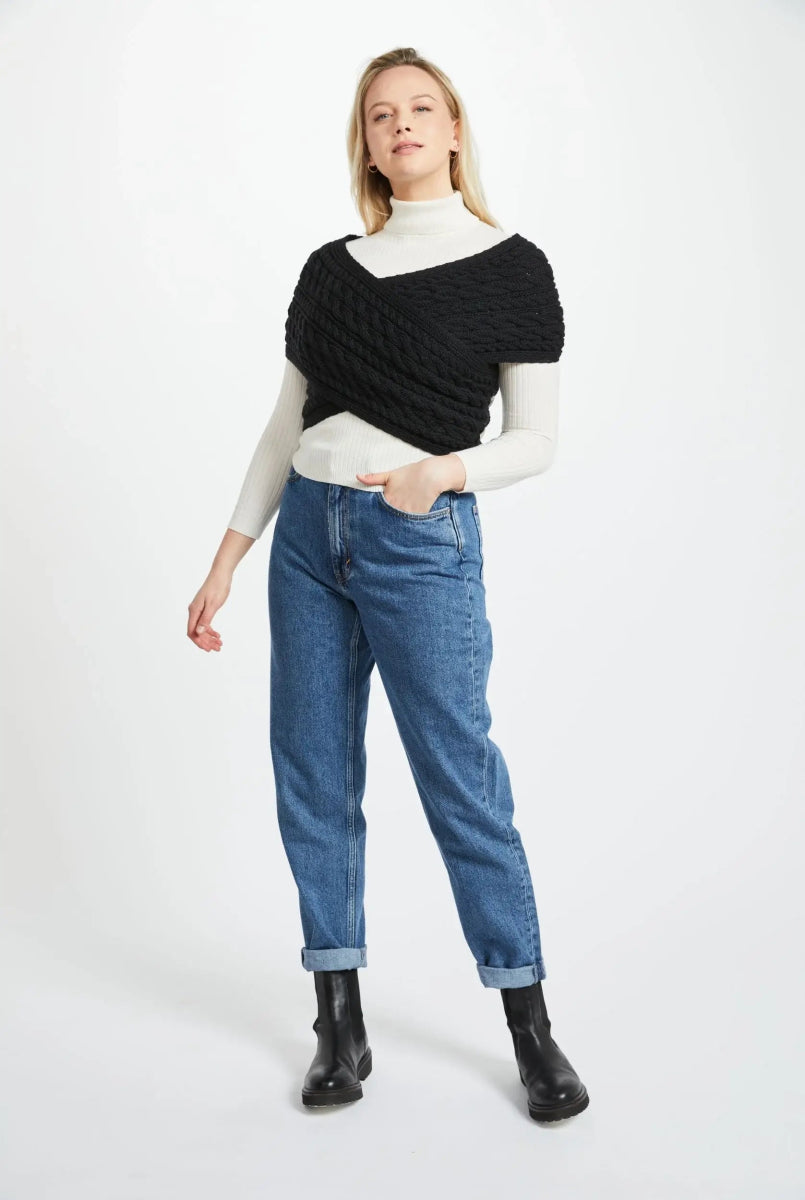 Corrib Crossover Aran Wrap - Nero - Infinity Concept Store