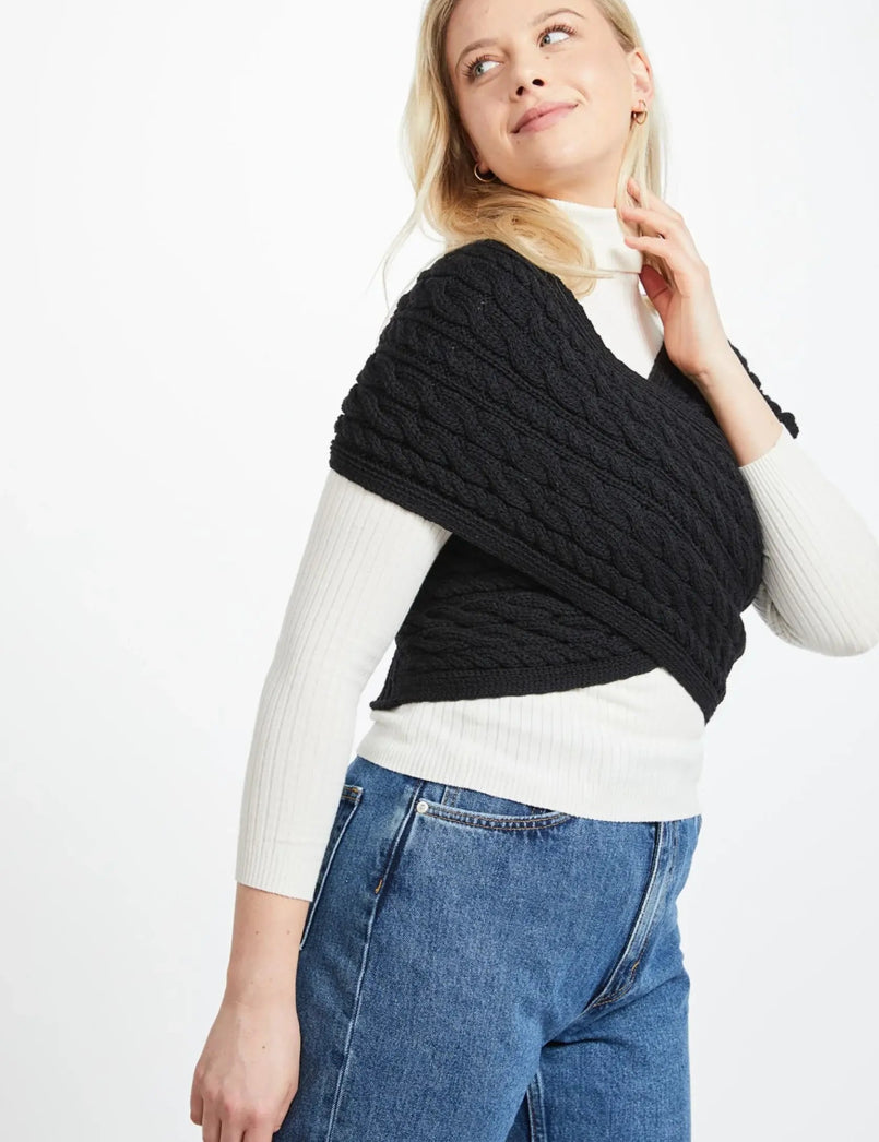 Corrib Crossover Aran Wrap - Nero - Infinity Concept Store