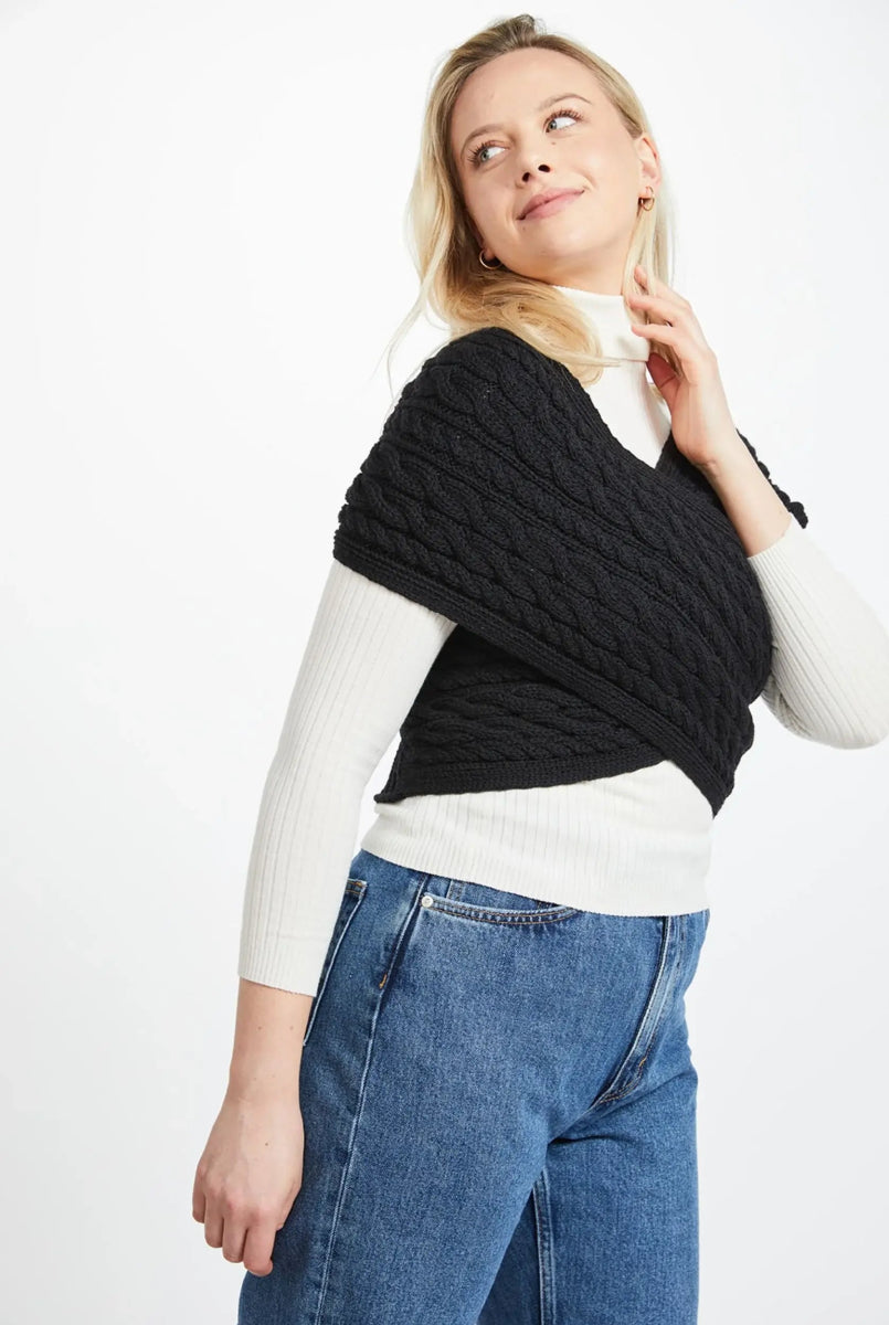 Corrib Crossover Aran Wrap - Nero - Infinity Concept Store