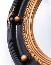 Specchio convesso rotondo nero e dorato