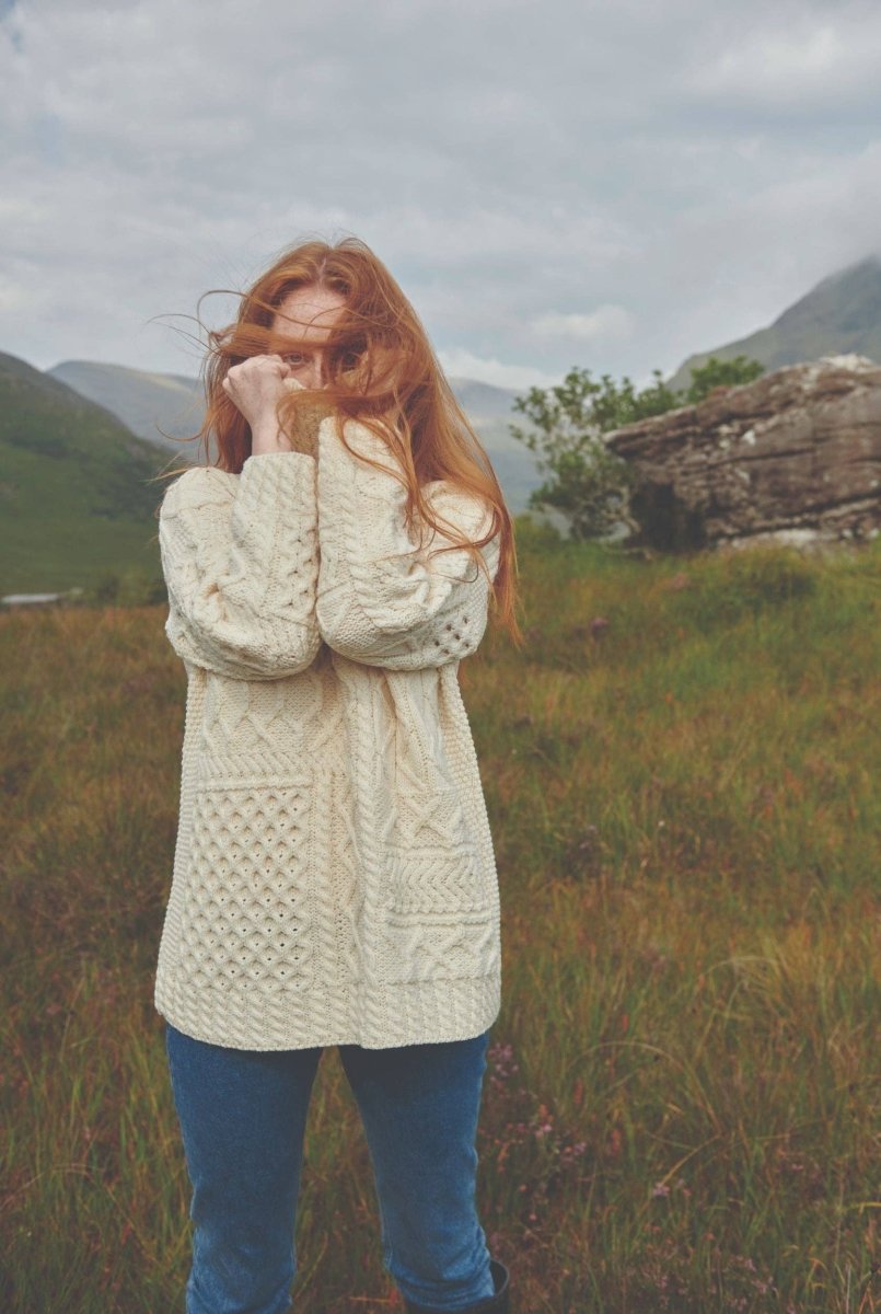 Maglione Aran oversize da donna Skellig - Crema - Infinity Concept Store