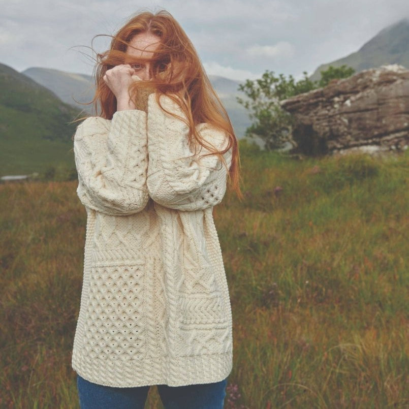 Maglione Aran oversize da donna Skellig - Crema - Infinity Concept Store