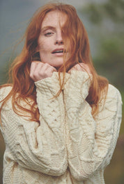Maglione Aran oversize da donna Skellig - Crema - Infinity Concept Store