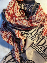 Sciarpa Boho India Cachemire Rosso - 180cm x 110cm