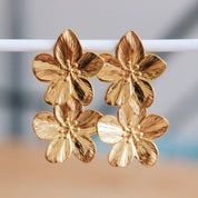 Orecchino elegante in acciaio inossidabile a 2 fiori - oro - Infinity Concept Store