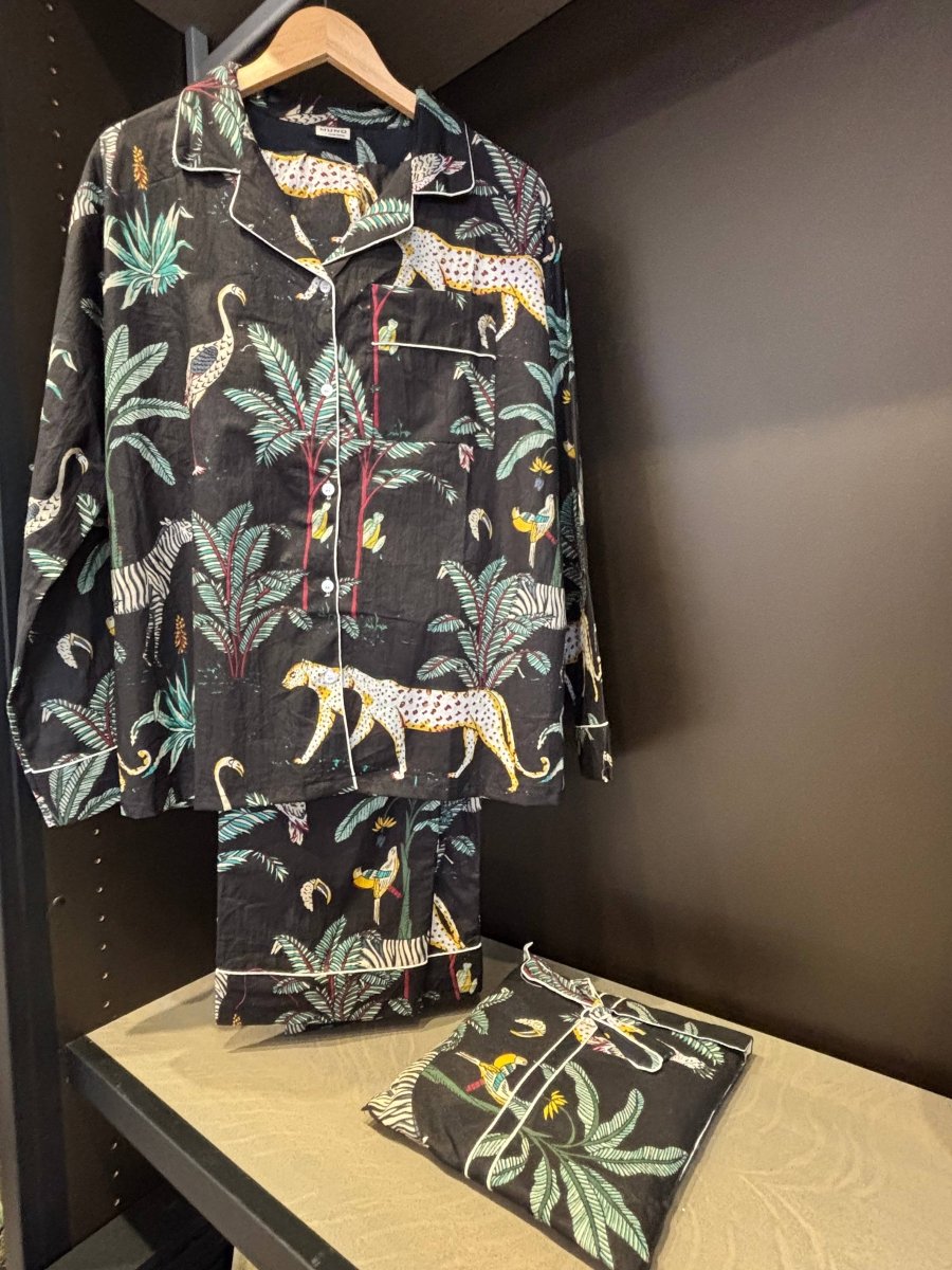 Set Pigiama in Cotone Indiano Black Jungle - Infinity Concept Store