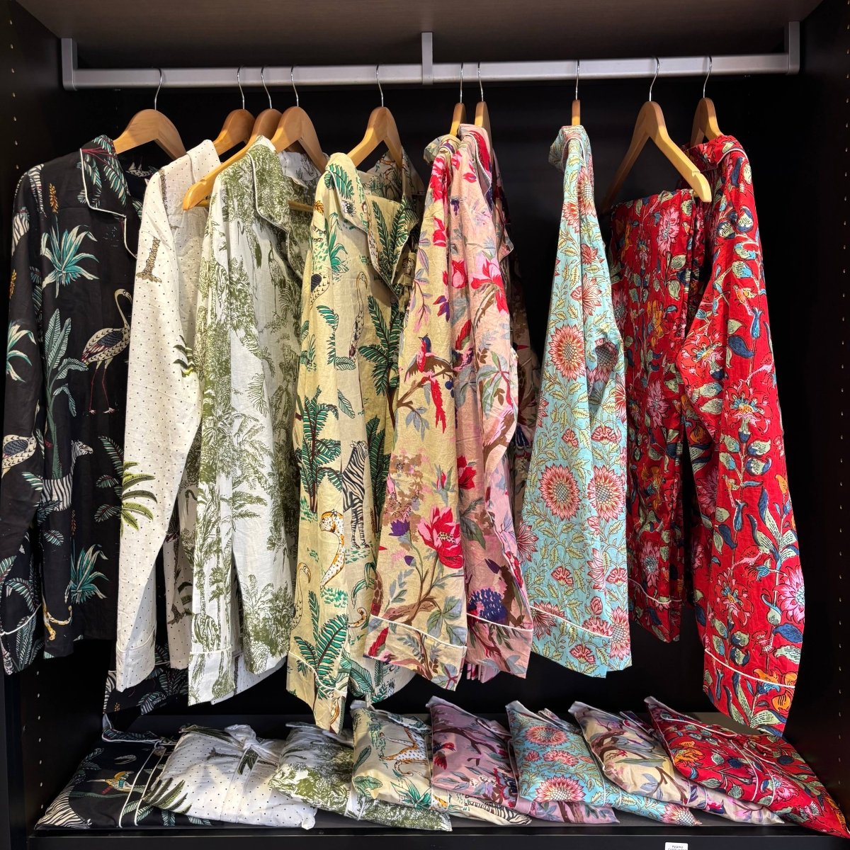 Set pigiama in cotone indiano Cream Jungle - Infinity Concept Store