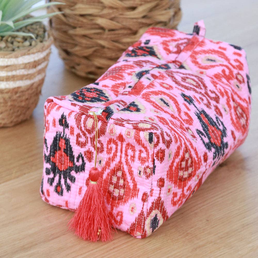 Toilettas Blockprint Fez rosso rosa M - Infinity Concept Store