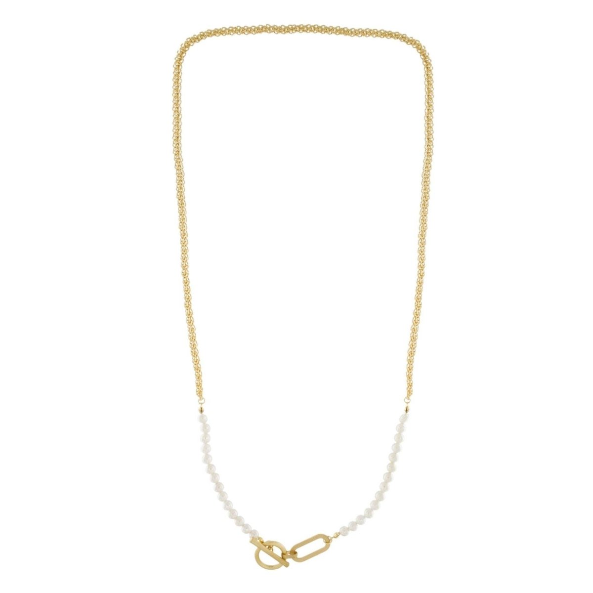 Collana di perle Audrey IN:BIG T-Bar placcata in oro - Infinity Concept Store