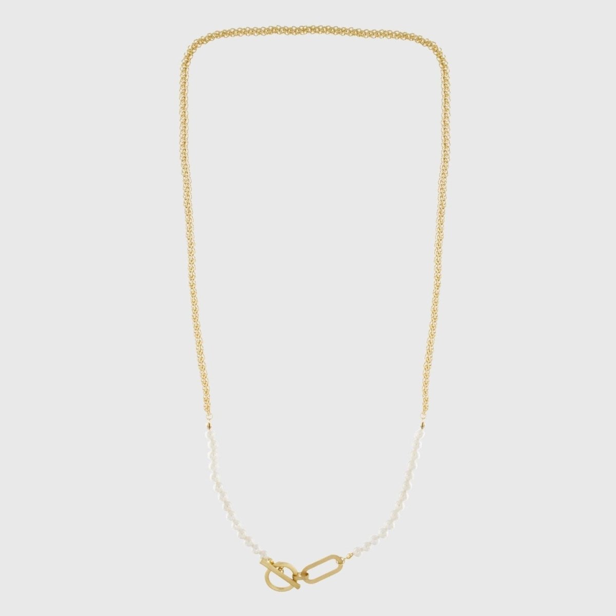 Collana di perle Audrey IN:BIG T-Bar placcata in oro - Infinity Concept Store